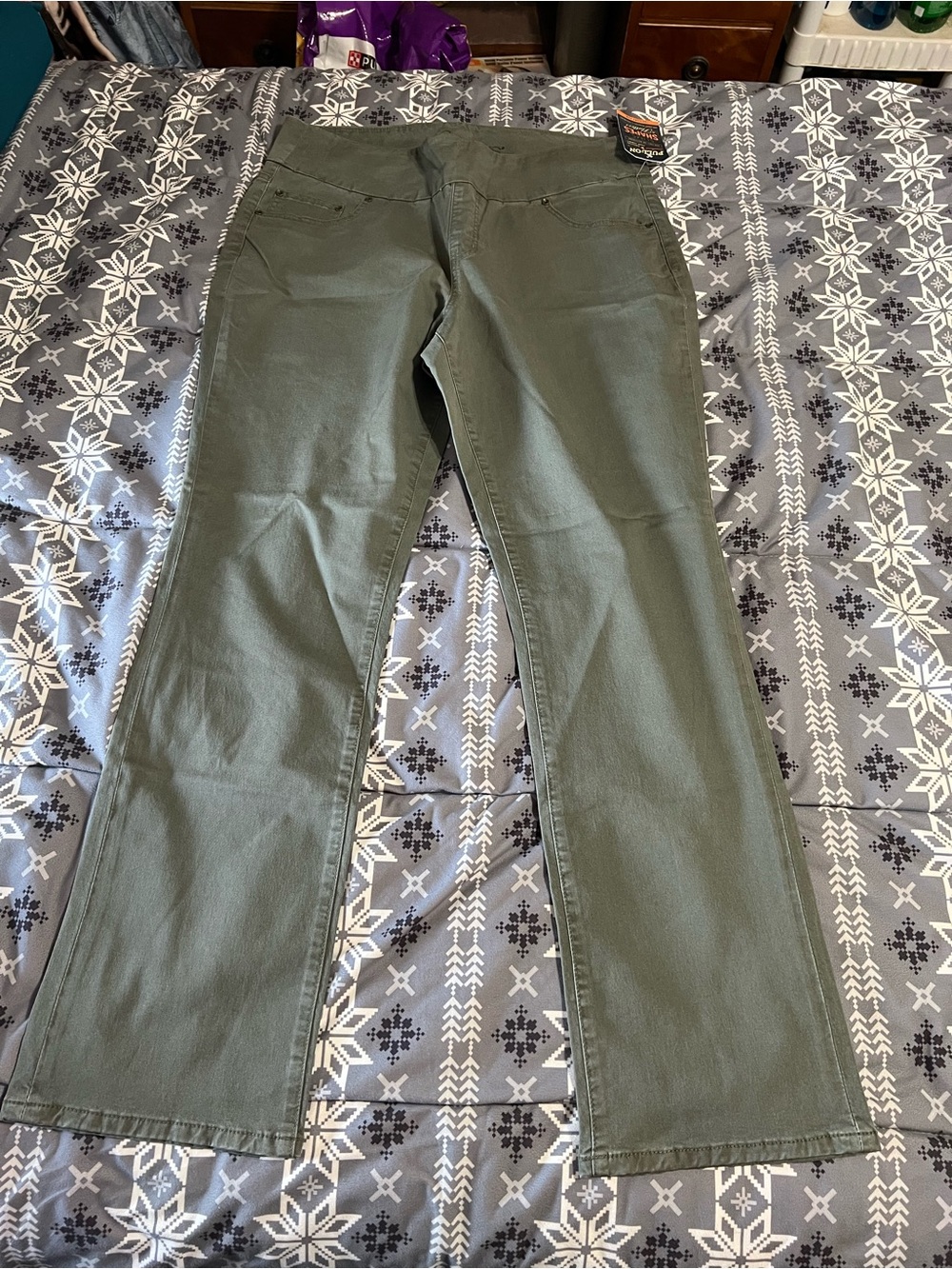 Jag Jeans Olive Green Wide Leg Stretch Jeans